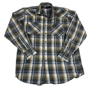 Western Express Plaid Snap Front Western Shirt Men's XL Long Sleeve Flap Pockets